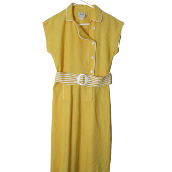 Vintage Dresses & Skirts - Vintage 70s yellow dress with belt Jenni